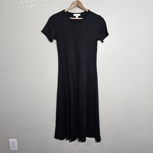 Treasure & Bond Solid Black Knit Midi Dress